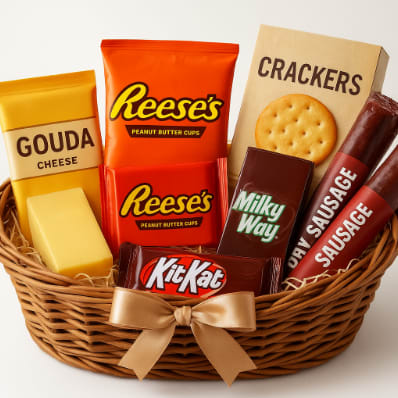 Chocolate & Cheese +  Meat Stick Gift Basket