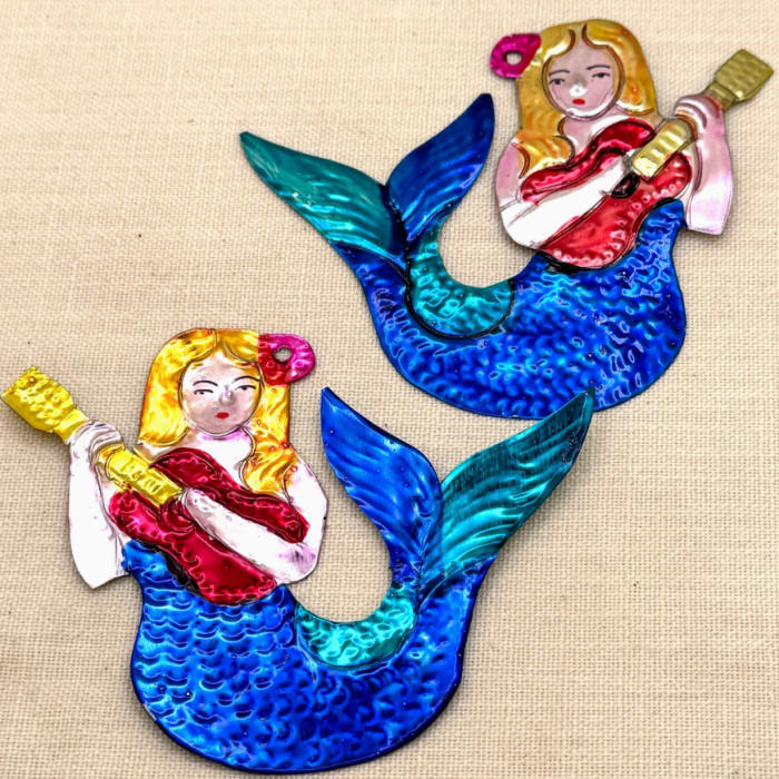 Tin Mermaid Ornament, Mexico