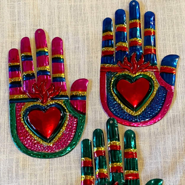 Hand Heart Tin Ornament