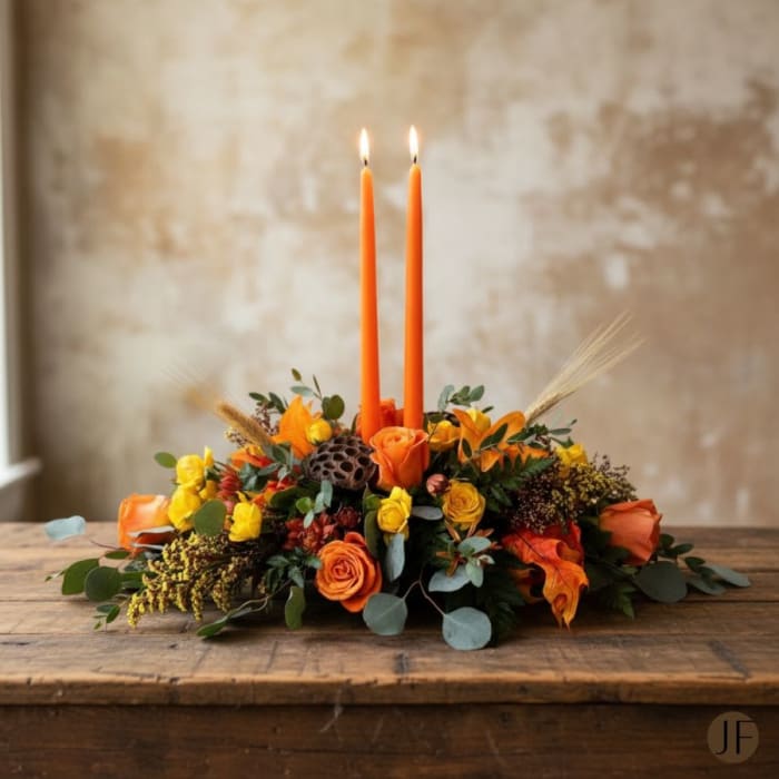 Candle Light - Autumn Flowers
