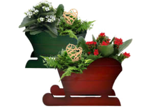 Wooden Holiday Sleigh Planter
