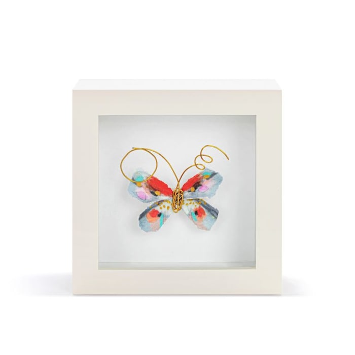 ONE OF A KIND RED BLUE MULTI BUTTERFLY SHADOW BOX