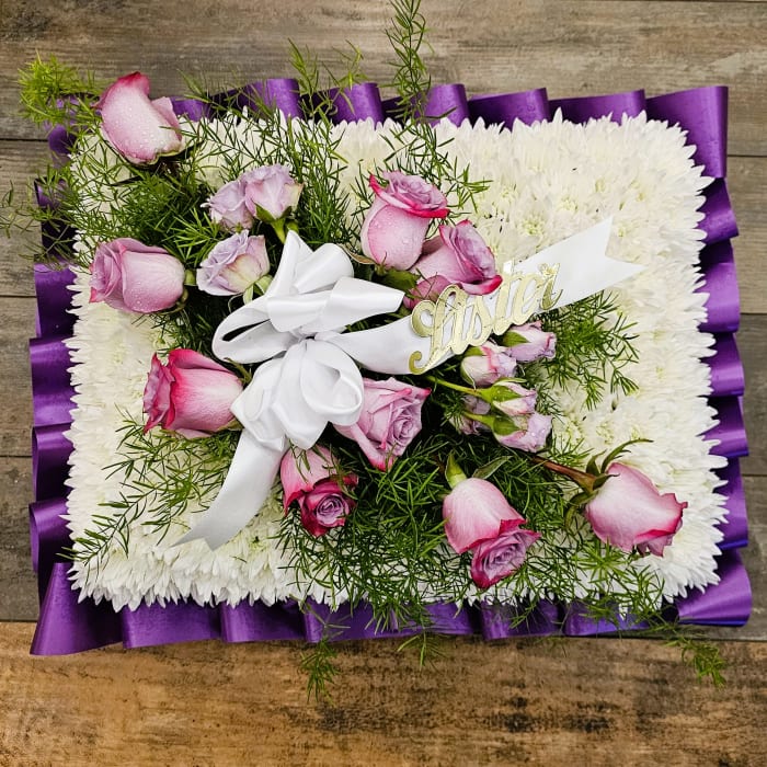 Pillow in Purples with White