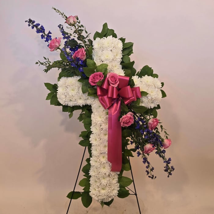 WHITE CROSS WTIH PINK & BLUE