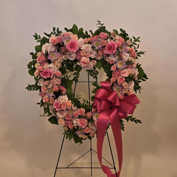 PINK AND LAVENDER OPEN HEART STAND