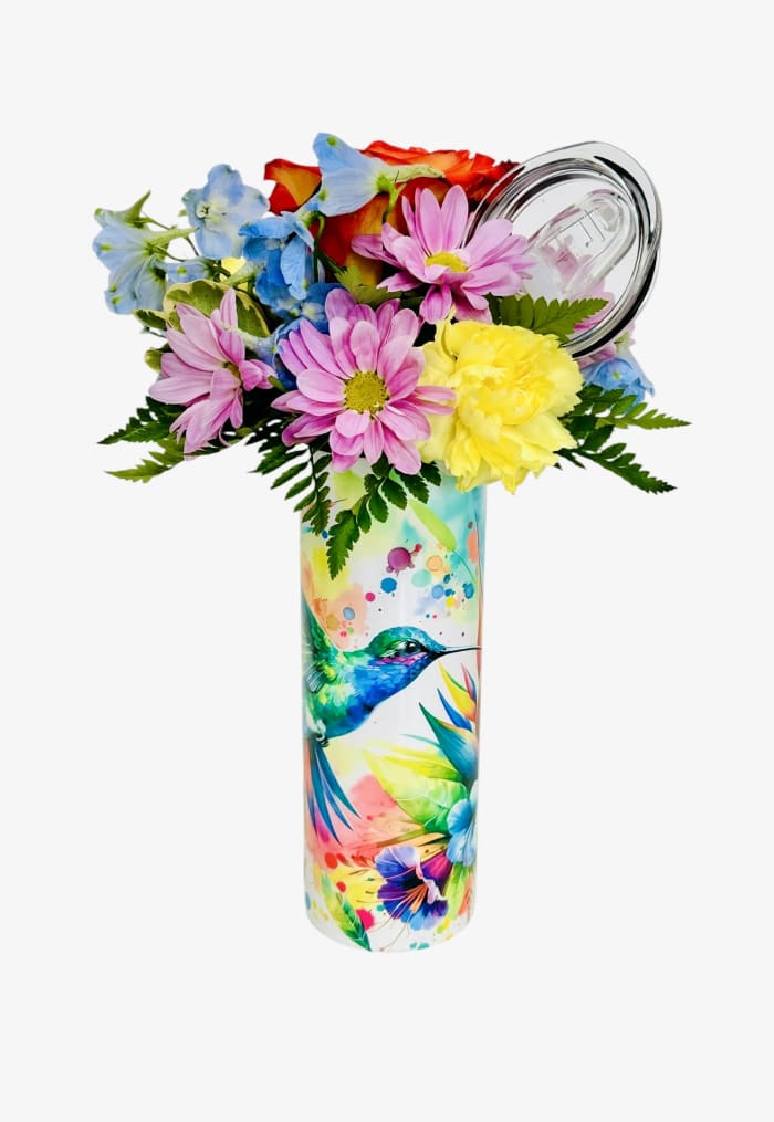 Garden Glow Insulated Tumbler and Flowers