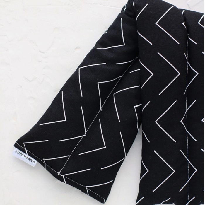 Lumbar Microwavable Heating Pad ? Black Mudcloth