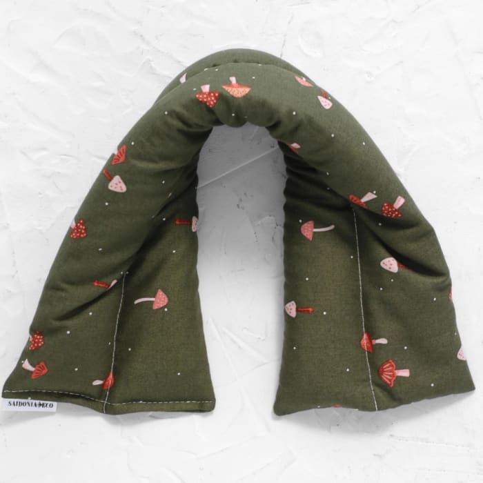 Neck and Body Heating Pad Mushrooms On Green