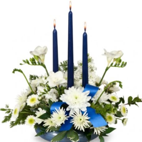 Bright White & Blue Centerpiece