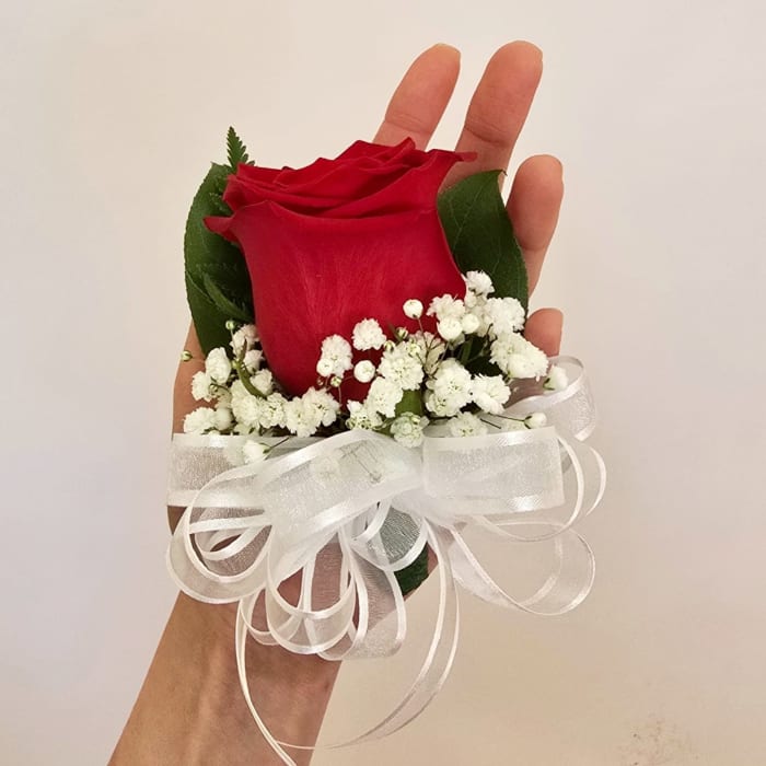 SINGLE RED ROSE CORSAGE