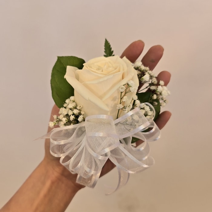 SINGLE WHITE ROSE CORSAGE