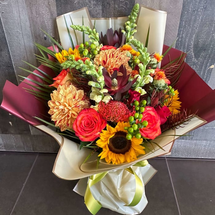 Fall Flowers Delight Wrapped Bouquet