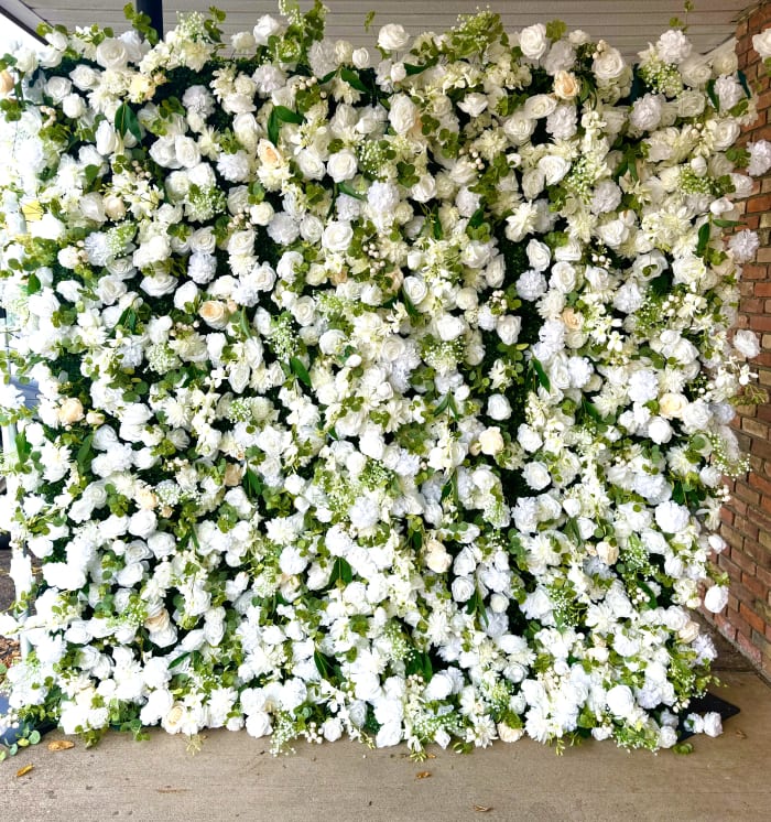 Rental White Artificial Flower Wall