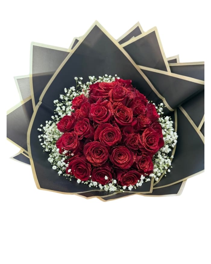 Glitter Rose Bouquet - Red