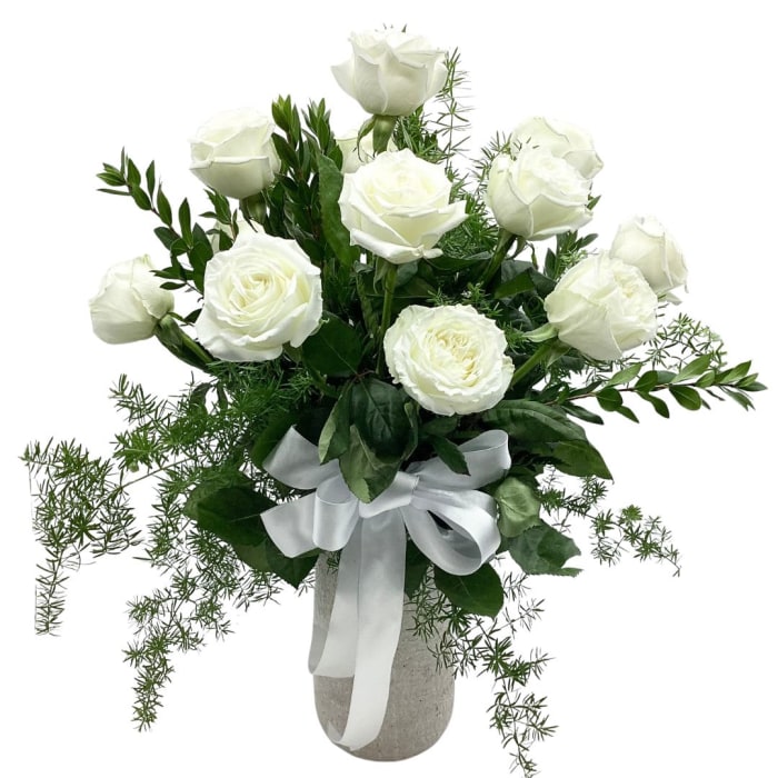 Premium Dozen White Roses