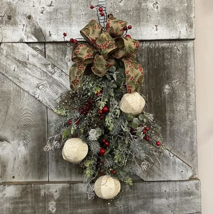 Birch Ornaments & Berries Silk (Artificial) Swag
