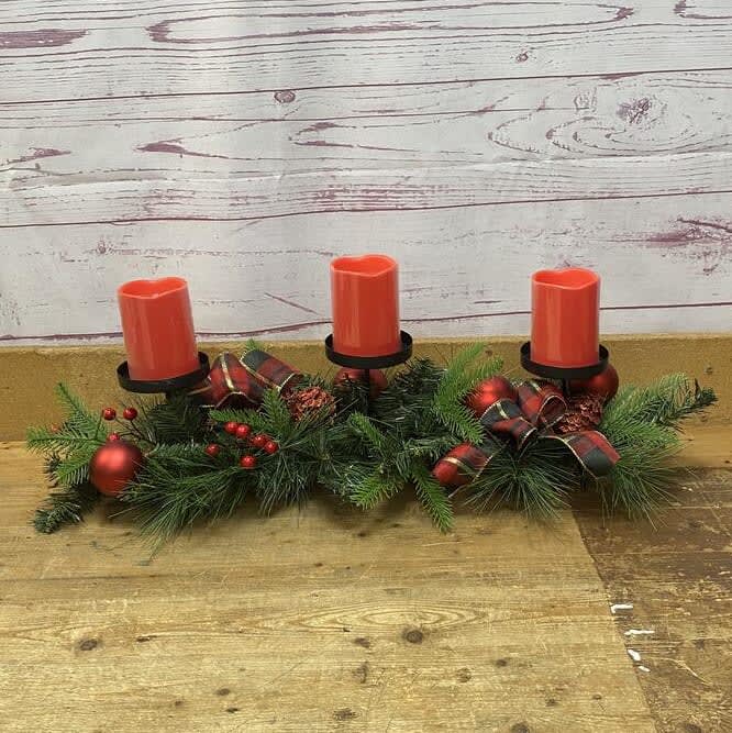 Classic Red Christmas Silk (Artificial) Centerpiece