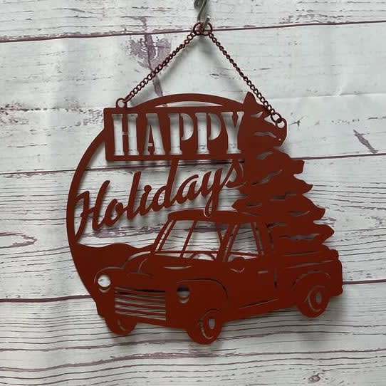 Happy Holidays Metal Garden Flag