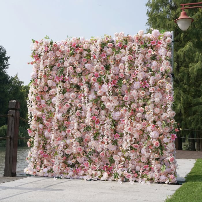Elegant Pink Flower Wall Rental