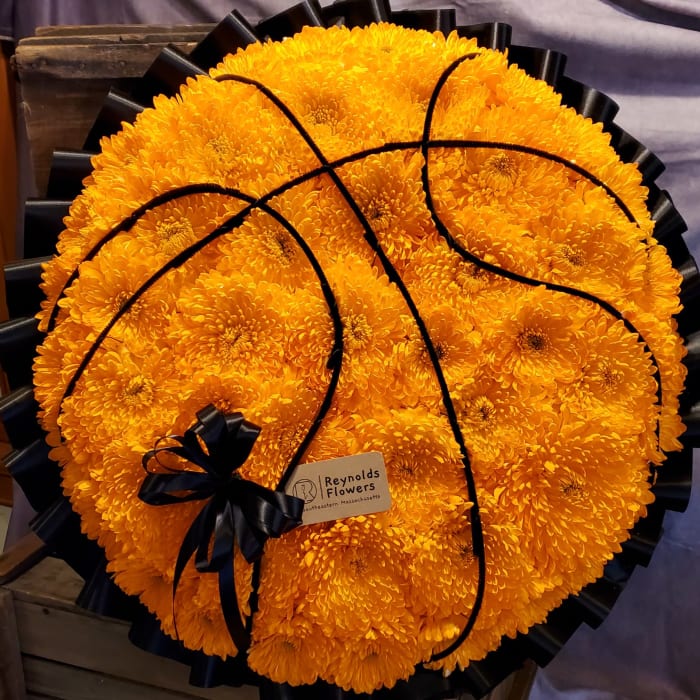 Basketball Floral Sculpture (black flute)