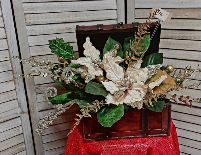 Pretty Poinsettia and Magnolia Trunk