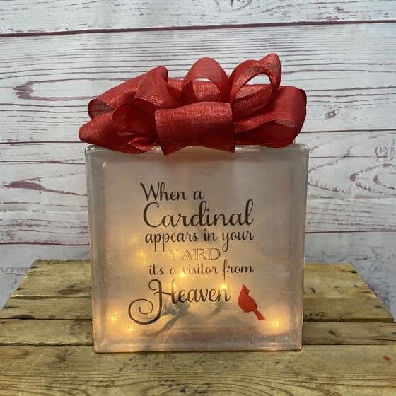 Cardinal Heaven Lighted Glass Block