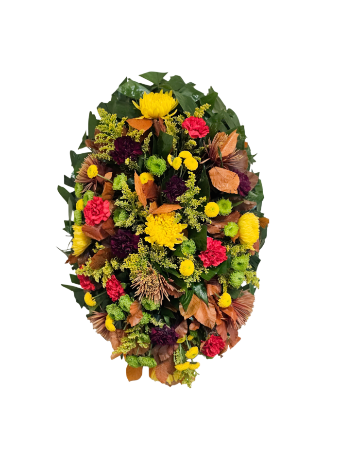 CFL-5 Corona de pinoccios, claveles, crisantemos, spiders y solidago