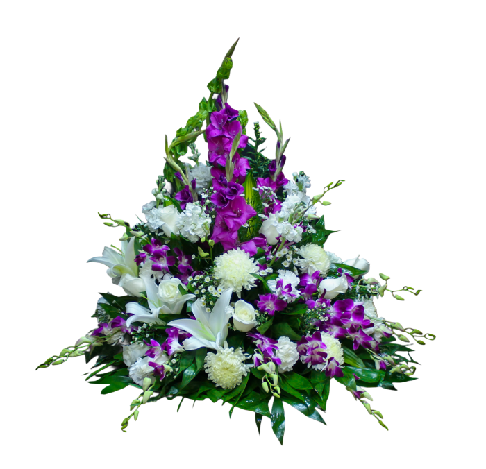 AF-15 arreglo de rosas, crisantemos, claveles, lirios, stock y orquídeas