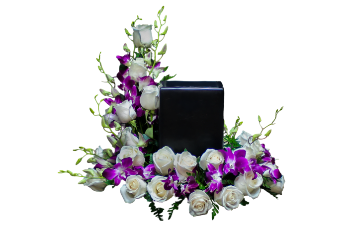 AU-5 Arreglo para urna de rosas y orquídeas