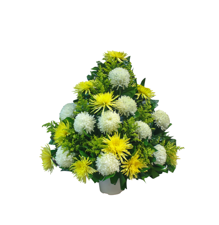 CF-3 Canasta funeral spiders, crisantemos y solidago