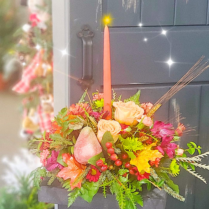 Thanksgiving Centerpiece (Round with Candle)