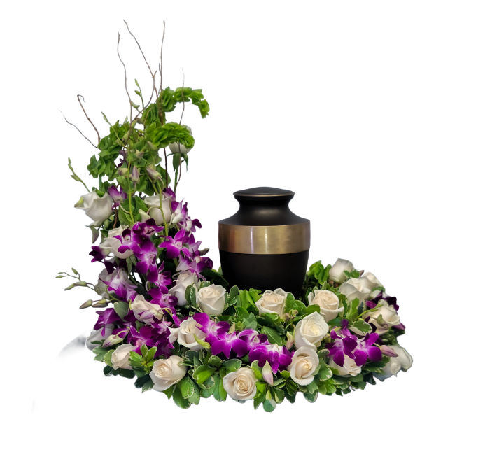 AU-13 Arreglo para urna de rosas, orquídeas