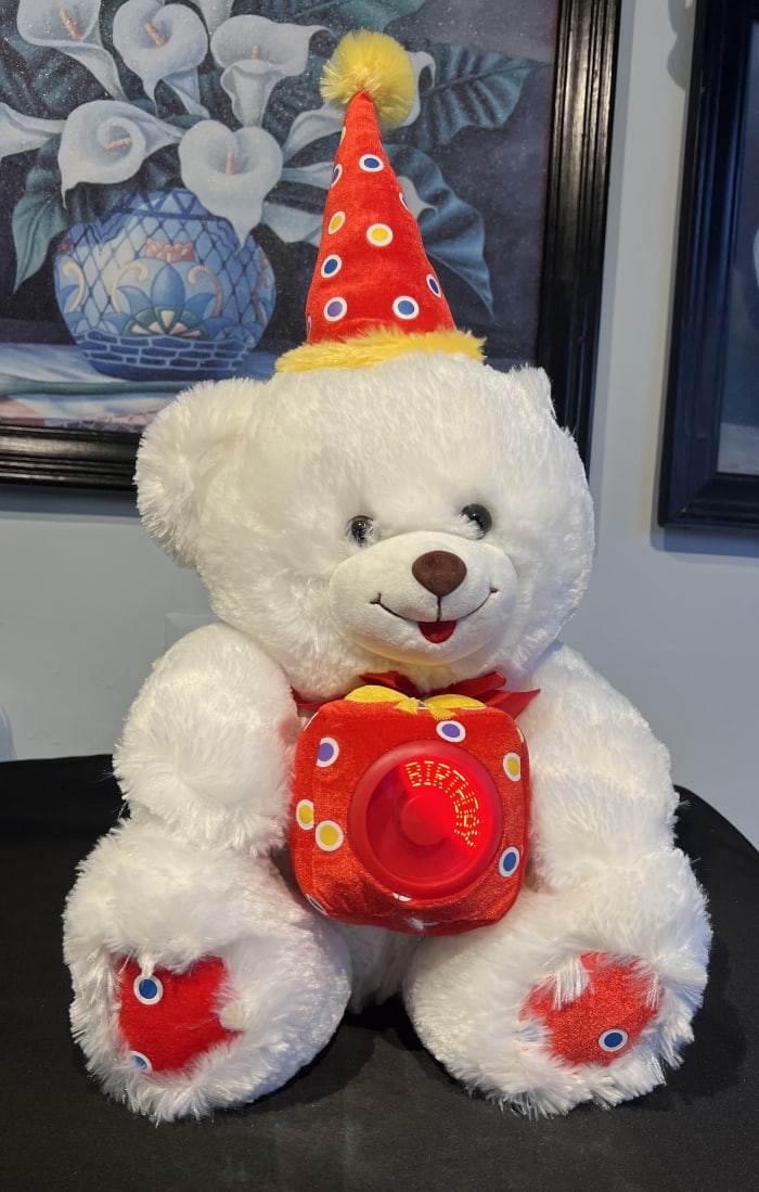 16"Happy Birthday Teddy Bear with Fan