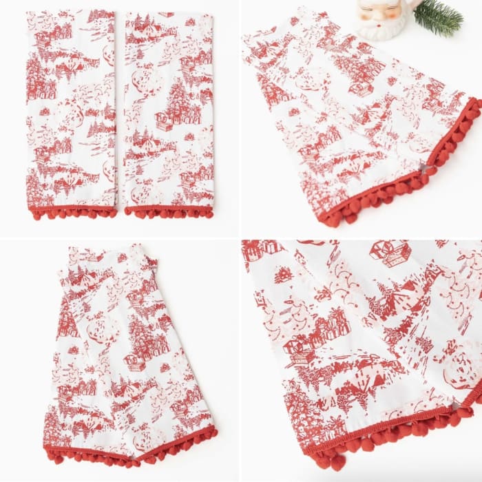 Santa Toile Tassel Kitchen Towel Set