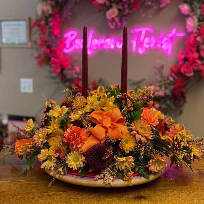 Double Candle Thanksgiving Centerpiece