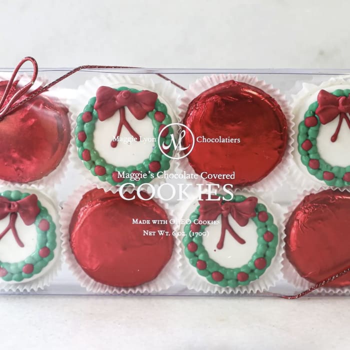 Holiday Wreath Chocolate Covered Cookies – 8 Piece