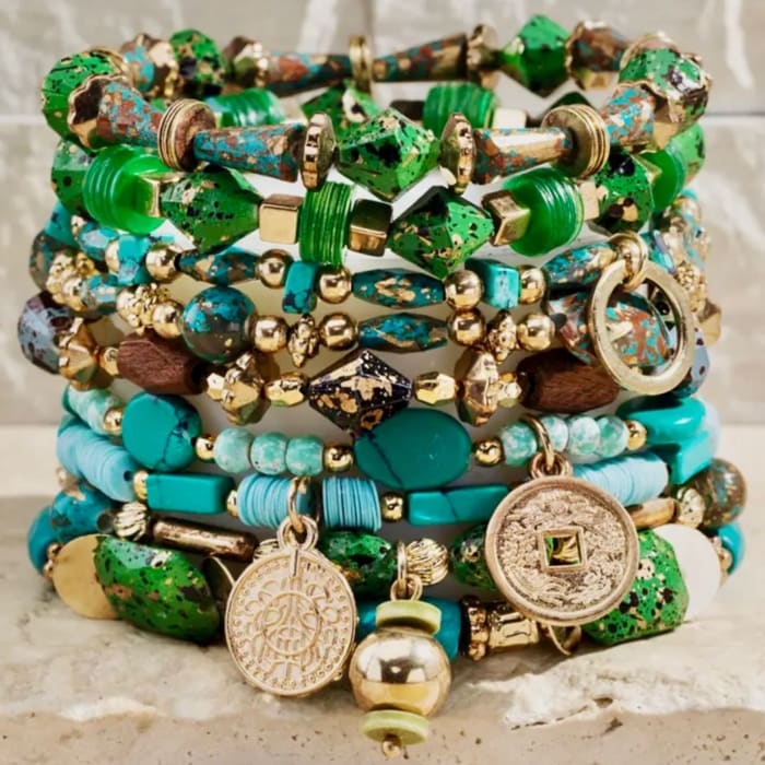 9-in-1 Multi Layered Natural Stone Bracelet Set - Hidden Valley