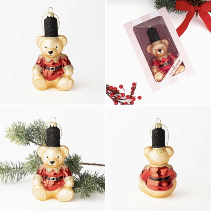 Red Teddy Bear Glass Ornament