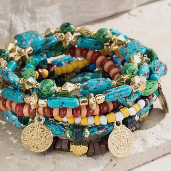 Multi Layered Semi-Precious Stone Bracelet - Mystic Lake