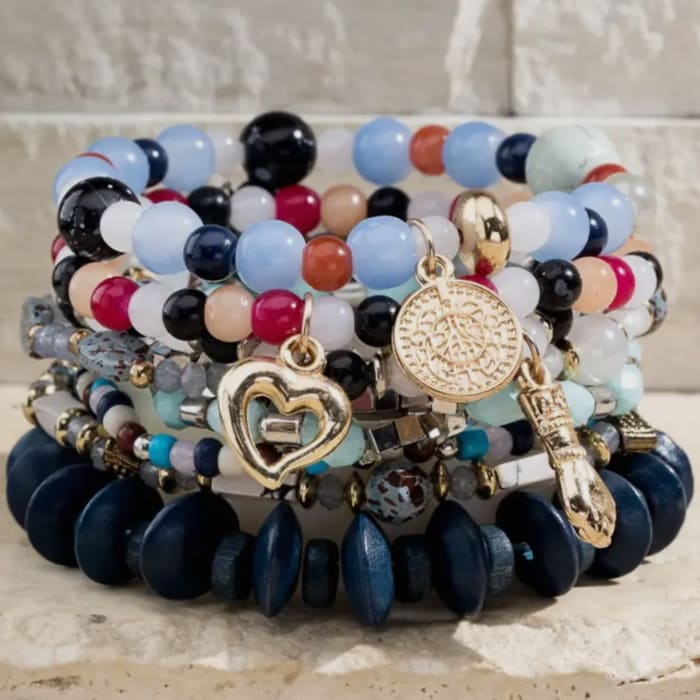 Layered Mixed Natural Stone Bracelet - Sapphire