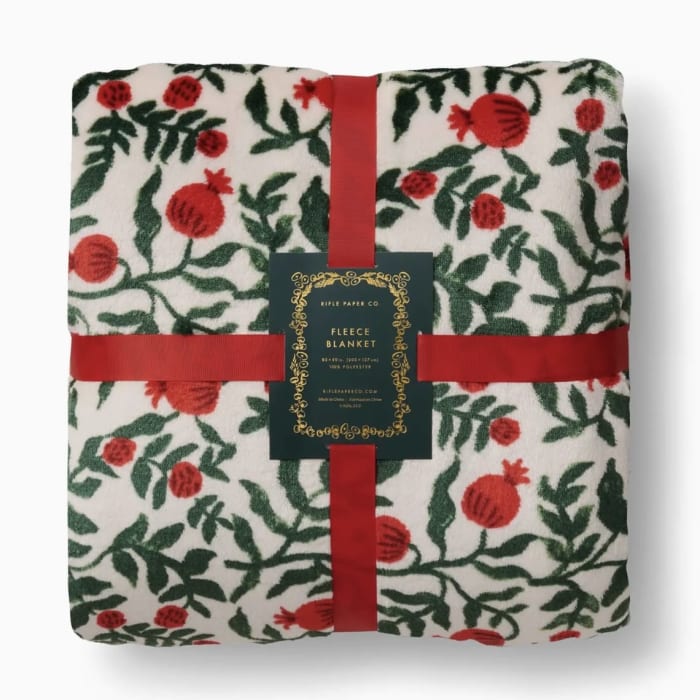 Christmastide Pomegranate Fleece Blanket