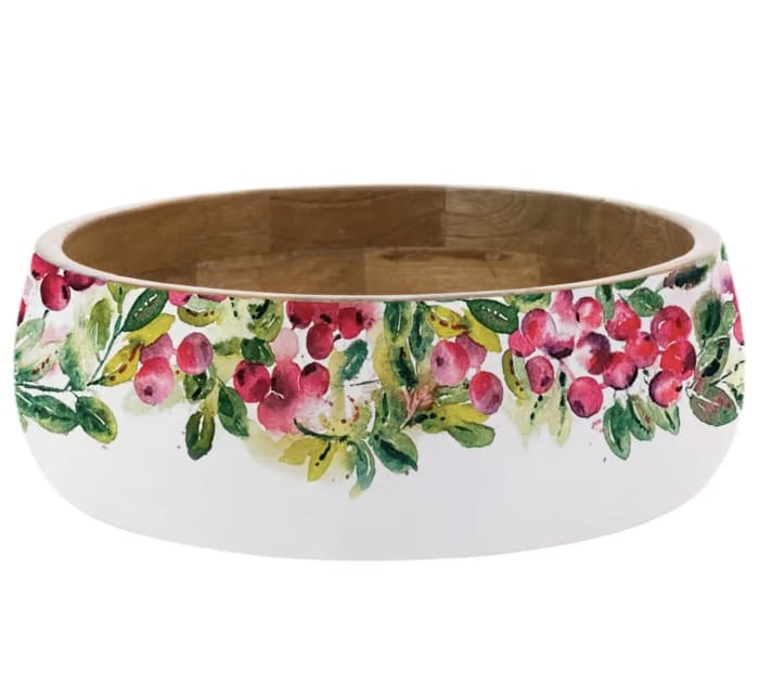 Cranberry Wreath Mango Wood Bowl