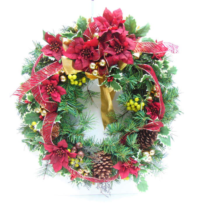 Everlasting Burgundy & Gold Wreath