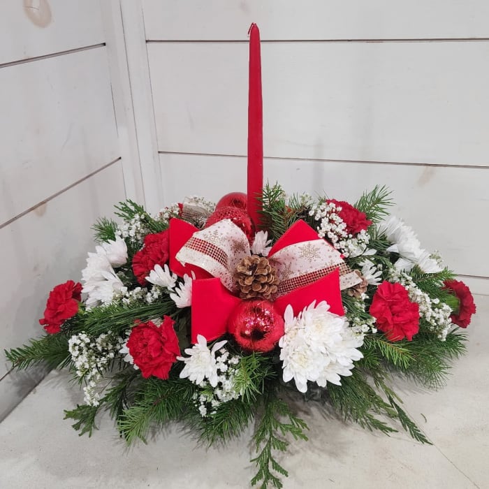 Golden Glow Pine Centerpiece - Large Single Candle