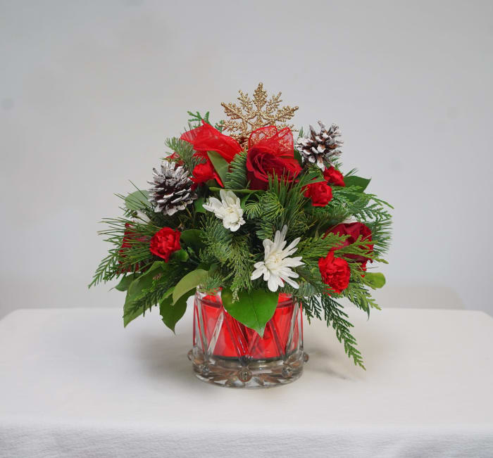 ND-36 Arreglo navideño de pixies, rosas y pompones