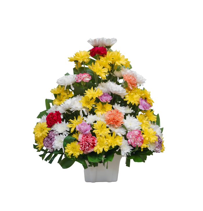 CF-1 Canasta funeral de margaritas y claveles