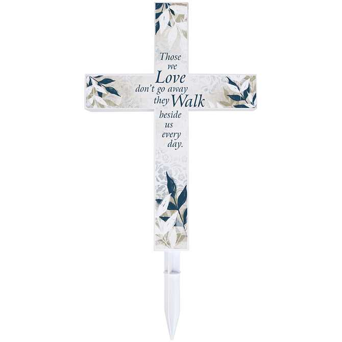 Walk Beside Us Solar Cross Stake