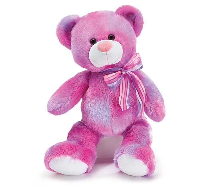 14" SITTING MULTICOLORED PLUSH BEAR