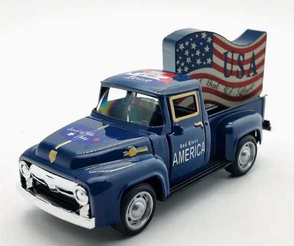 4th of July Wood American Flag Decor Truck