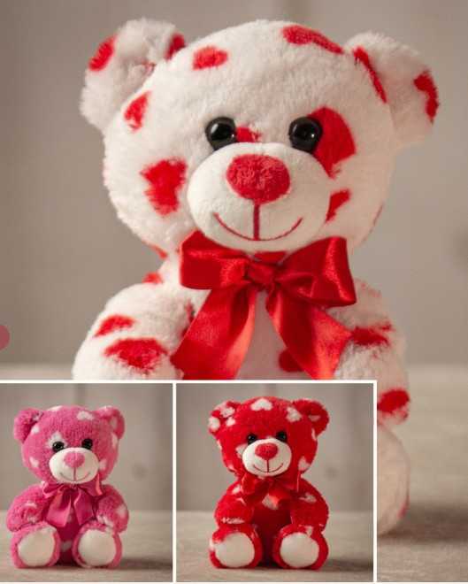7.5" Heart Print Bear